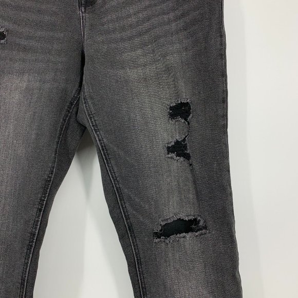 Old Navy Rockstar Jeans Distresssed Super Skinny Gray Black Mid Rise - Picture 4 of 10